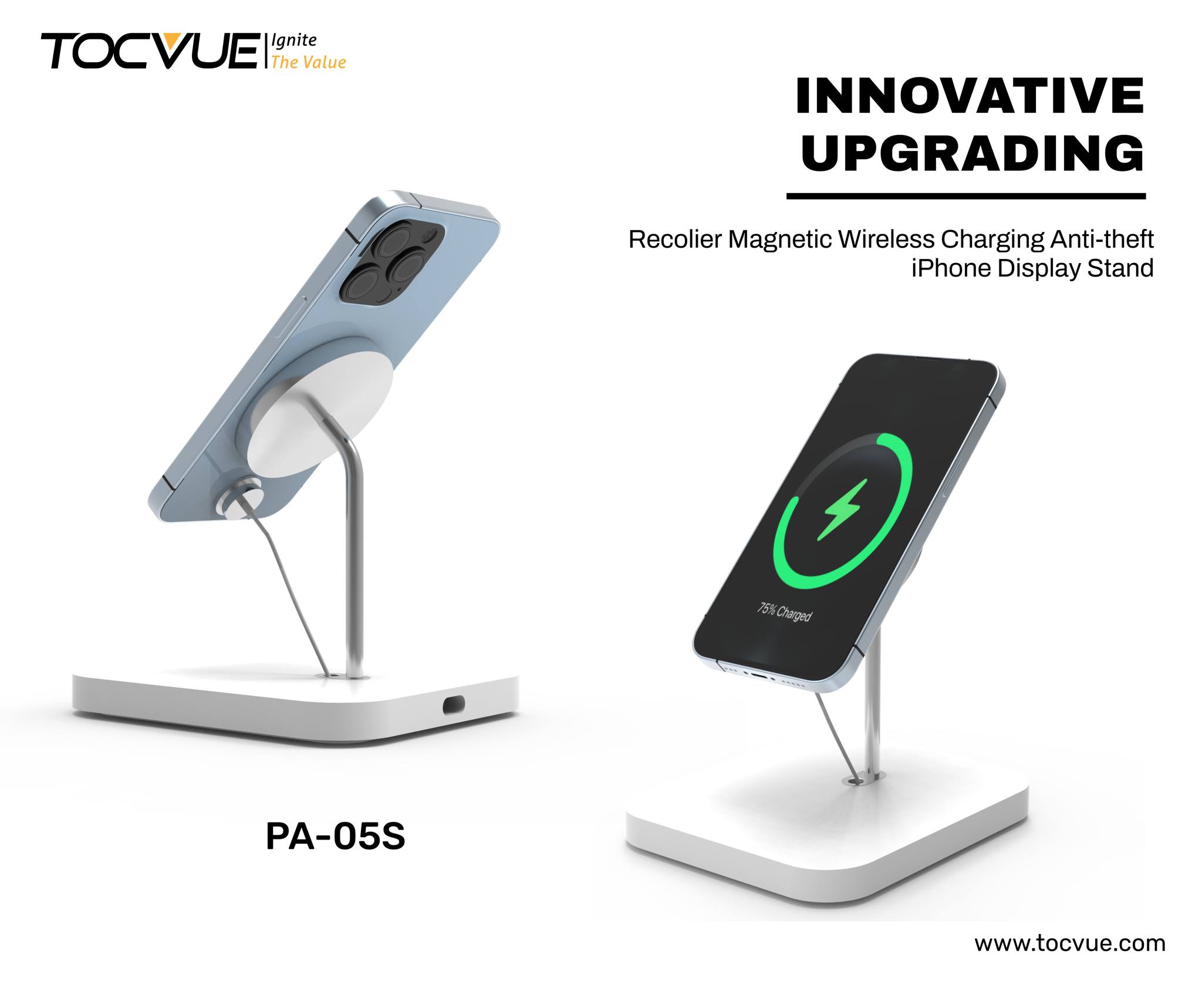 Additional image 5 for Magnetic Wireless Charging Security Display Stand For iPhone || Tocvue